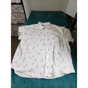 Old Navy Shirt Size 4XL XXXXL Mens Short Sleeve Button Up Flamingo NWT